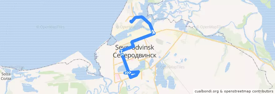 Mapa del recorrido Автобус 28: Юбилейная улица - АО "ЦС "Звёздочка" de la línea  en セヴェロドヴィンスク管区.