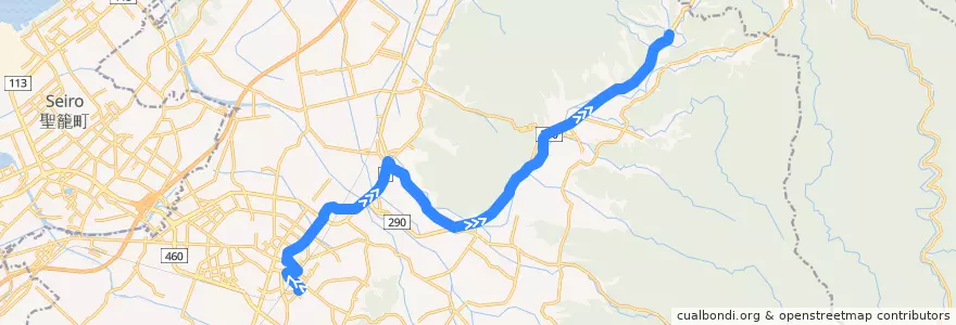 Mapa del recorrido 新発田市コミュニティバス＜黒岩・上荒沢＞ de la línea  en 新発田市.