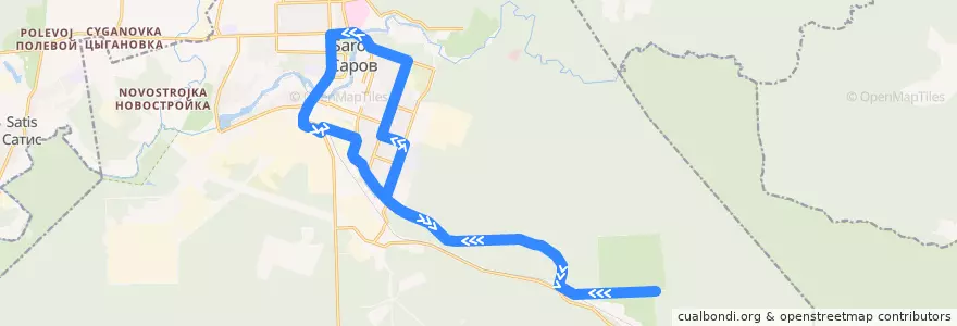 Mapa del recorrido Автобус №5с: Автостанция Тупиковая - Автостанция Тупиковая de la línea  en サロフ閉鎖行政地域.