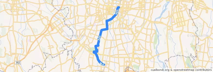Mapa del recorrido 関東自動車バス[01] 雀宮駅⇒今宮・旭陵通り⇒宇都宮駅 de la línea  en Utsunomiya.
