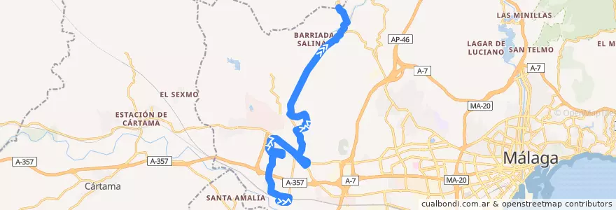 Mapa del recorrido Línea 28 de la línea  en Málaga.