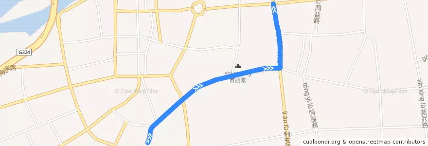 Mapa del recorrido 3路（汕头开埠文化馆→万吉工业区） de la línea  en 金平区.