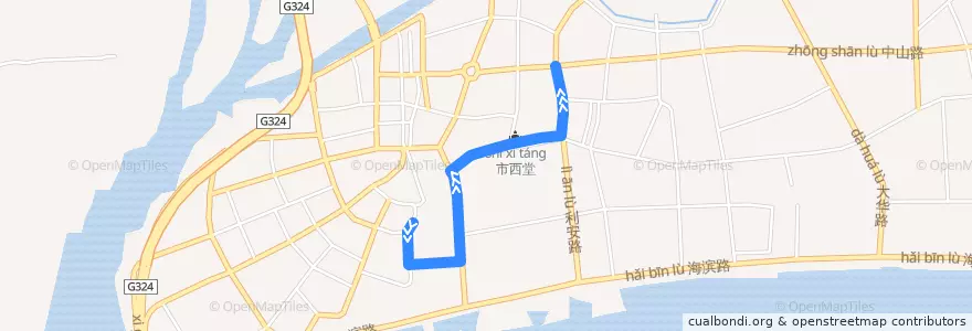 Mapa del recorrido 3路（万吉工业区→汕头开埠文化馆） de la línea  en Jinping District.