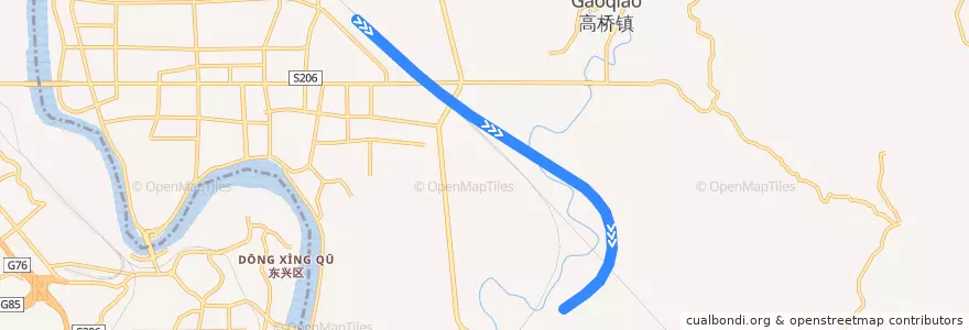 Mapa del recorrido 川南城际铁路 de la línea  en 东兴区 (Dongxing).
