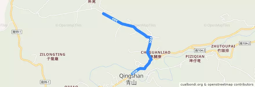 Mapa del recorrido 黃11(延駛科尾_往程) de la línea  en Dongshan.