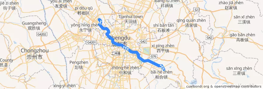 Mapa del recorrido 成都地铁2号线 de la línea  en 成都市.