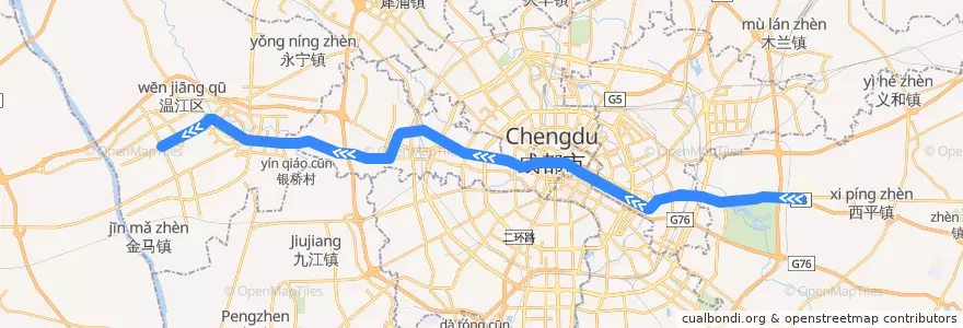 Mapa del recorrido 成都地铁4号线 de la línea  en 成都市.