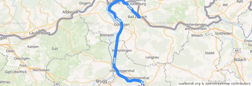 Mapa del recorrido S27: Baden –> Bad Zurzach de la línea  en Аргау.