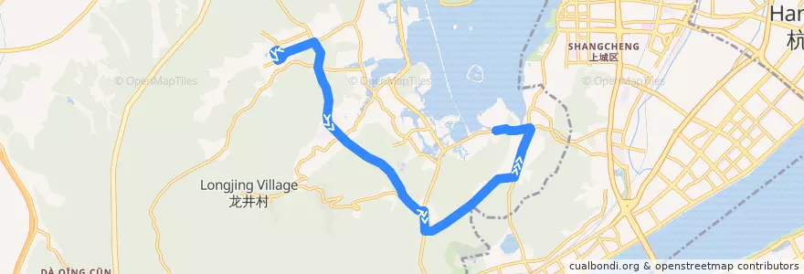 Mapa del recorrido 旅游定制2号线 灵隐 -> 净寺（雷峰塔） de la línea  en 西湖街道.