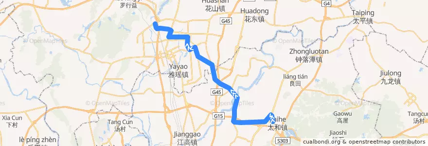 Mapa del recorrido 701路(太营路口总站-雅居乐汇通广场总站) de la línea  en Canton.