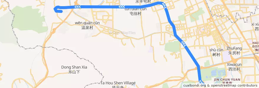 Mapa del recorrido 北京地铁16号线 de la línea  en 海淀区.
