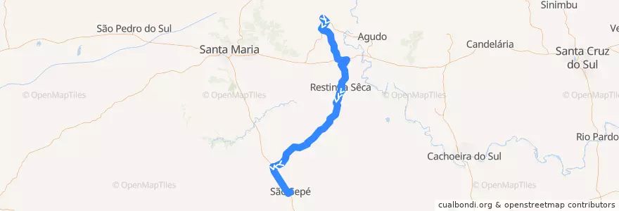 Mapa del recorrido Faxinal do Soturno → São Sepé via Formigueiro-Calil de la línea  en Região Geográfica Imediata de Santa Maria.