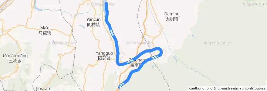 Mapa del recorrido 宁西铁路二线 de la línea  en 临渭区 (Linwei).