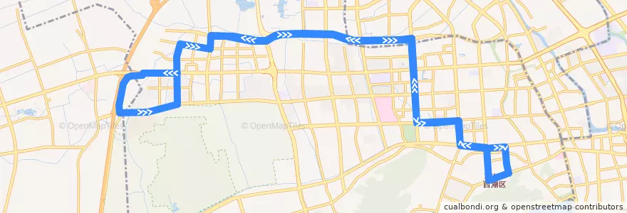 Mapa del recorrido 145路 黄龙体育中心-计家湾东 de la línea  en Hangzhou.