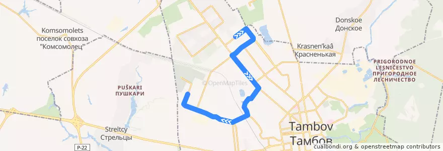 Mapa del recorrido Автобус №12: Чичерина-Мостострой de la línea  en городской округ Тамбов.