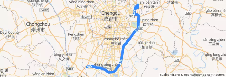Mapa del recorrido 成花线 de la línea  en 成都市.