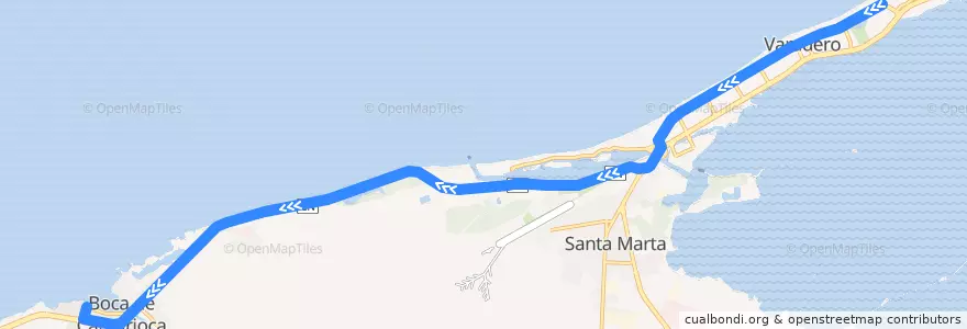 Mapa del recorrido Varadero Boca de Camarioca de la línea  en Cárdenas.