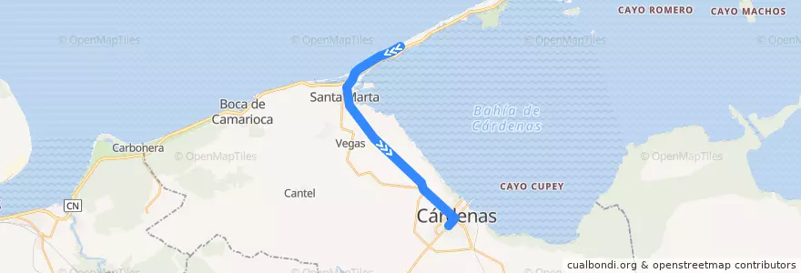 Mapa del recorrido Varadero Cárdenas de la línea  en Cárdenas.