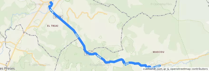 Mapa del recorrido LINEA Santa Pau - Olot de la línea  en Гарроча.