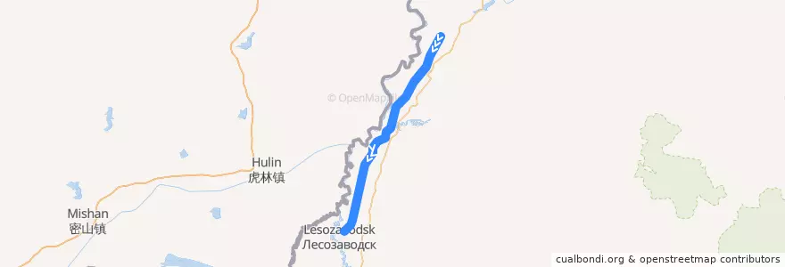 Mapa del recorrido Поезд № 002Щ «Россия»: Москва — Владивосток de la línea  en Приморский край.