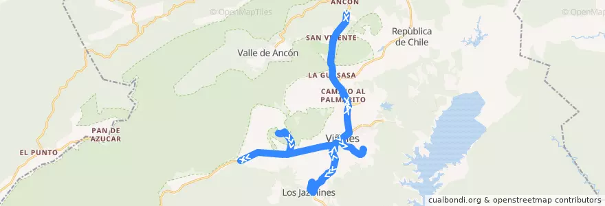 Mapa del recorrido ViñalesBus Tour de la línea  en Viñales.