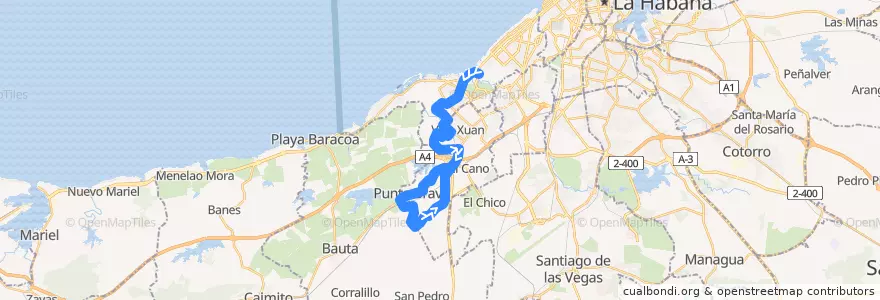 Mapa del recorrido Ruta 92 Playa => Punta Brava de la línea  en La Habana.