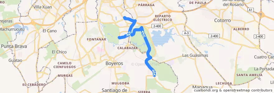 Mapa del recorrido Interparques Expocuba => Fortuna de la línea  en La Habana.