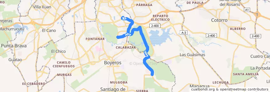 Mapa del recorrido Interparques Fortuna => Expocuba de la línea  en La Habana.
