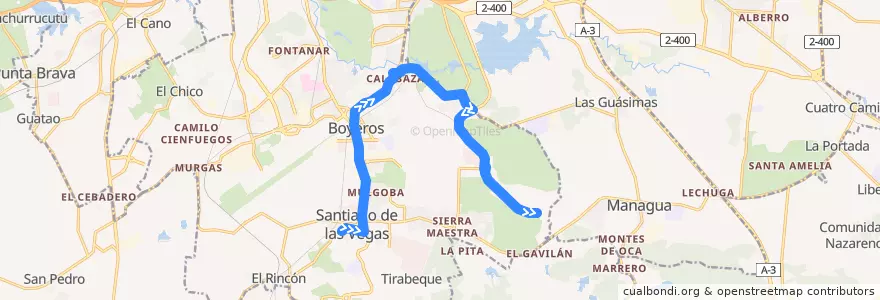 Mapa del recorrido Ruta 46 Santiagp => Expocuba de la línea  en La Habana.