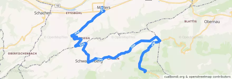 Mapa del recorrido Bus 211: Malters, Bahnhof => Eigenthal, Eigenthalerhof de la línea  en Luzern.