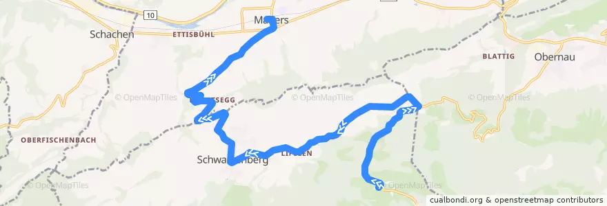 Mapa del recorrido Bus 211: Eigenthal, Eigenthalerhof => Malters, Bahnhof de la línea  en Luzern.