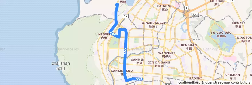 Mapa del recorrido 紅25(返程) de la línea  en Kaohsiung.