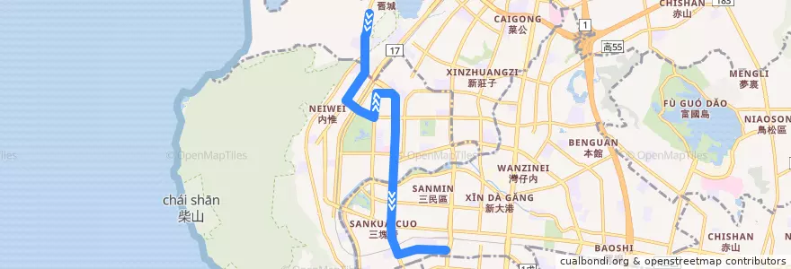 Mapa del recorrido 紅25(往程) de la línea  en Kaohsiung.