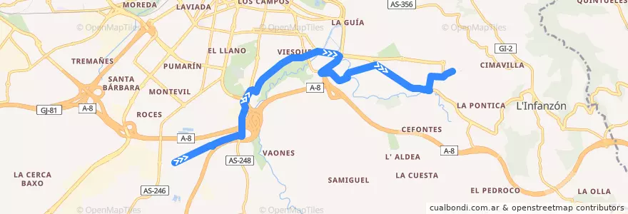 Mapa del recorrido Línea 35: DRT Nuevo Roces - Hospital de Cabueñes de la línea  en Gijón/Xixón.