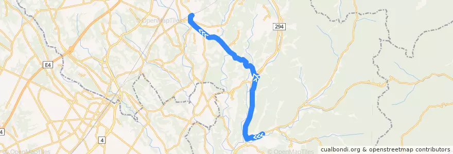 Mapa del recorrido 関東自動車バス 伊王野⇒黒田原駅 de la línea  en Nasu.