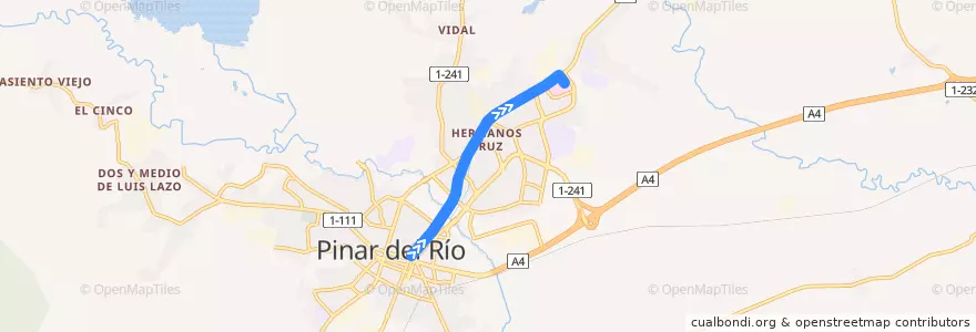 Mapa del recorrido Ruta 6 Pinar del Río (ida) de la línea  en Ciudad de Pinar del Río.