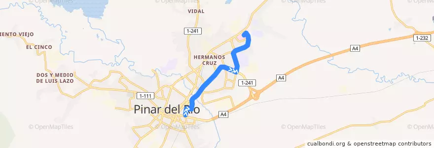 Mapa del recorrido Ruta 4 Pinar del Río (Ida) de la línea  en Ciudad de Pinar del Río.