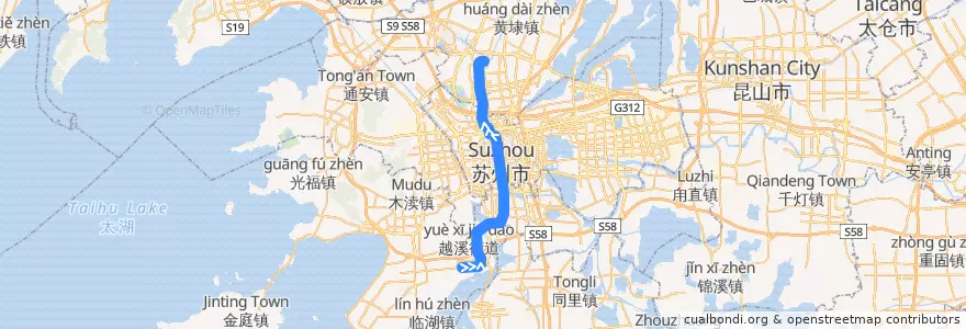 Mapa del recorrido 苏州地铁4号线 de la línea  en 蘇州市.