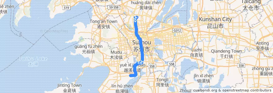 Mapa del recorrido 苏州地铁4号线 de la línea  en 쑤저우시.