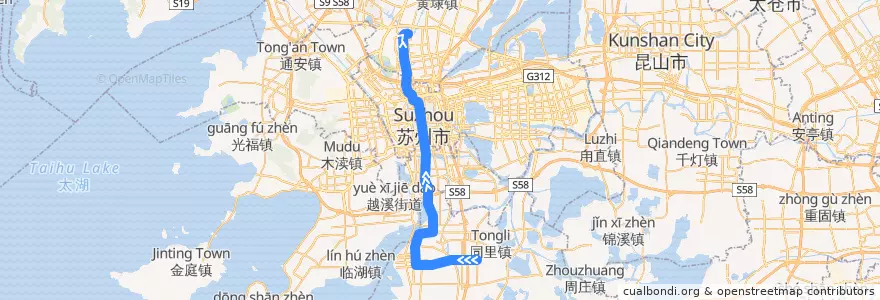 Mapa del recorrido 苏州地铁4号线 de la línea  en 苏州市.