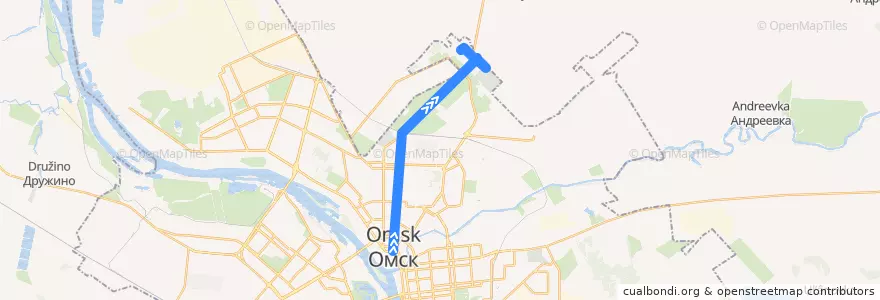 Mapa del recorrido Автобус №34: Площадь Победы - пос. Большие поля de la línea  en городской округ Омск.