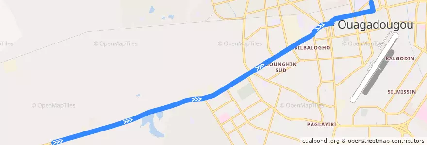 Mapa del recorrido 4B: Terminus Zagtouli→Zone des écoles de la línea  en Ouagadougou.
