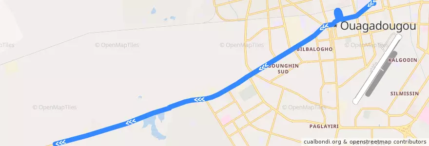 Mapa del recorrido 4B: Zone des écoles→Terminus Zagtouli de la línea  en Ouagadougou.