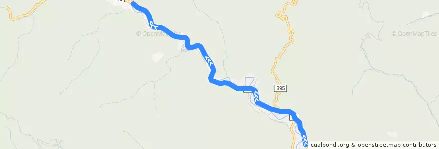 Mapa del recorrido 名栗01 名郷ゆき de la línea  en 飯能市.
