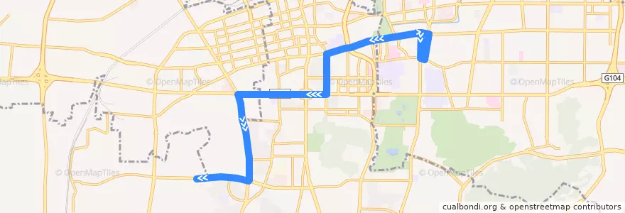 Mapa del recorrido K128王官庄小区东区—>泉城广场 de la línea  en Jinan City.