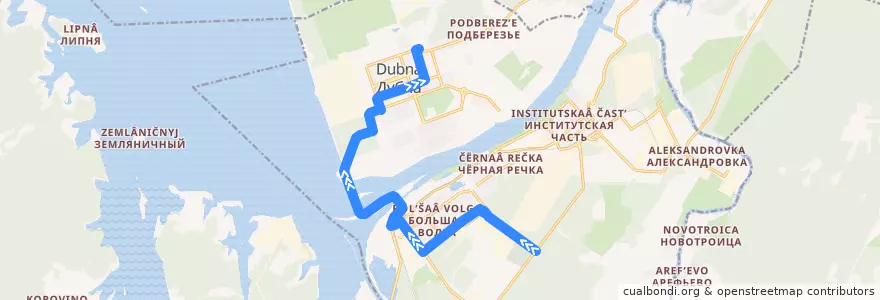Mapa del recorrido Дубна 6 Кладбище - ул Березняка de la línea  en городской округ Дубна.