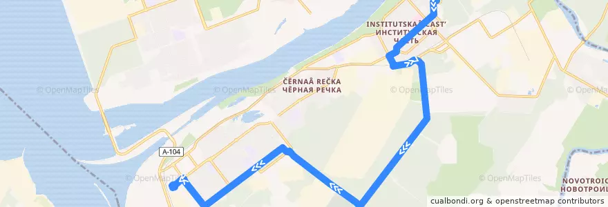 Mapa del recorrido Дубна 5 ул Балдина - Кладбище - Большая Волга de la línea  en городской округ Дубна.