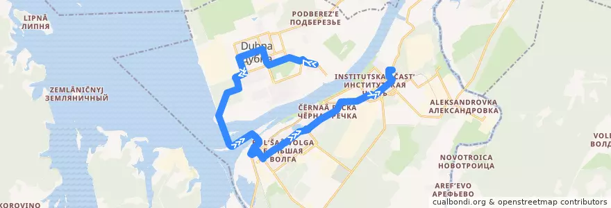 Mapa del recorrido дубна 17 ул Конгресс центр => ул Балдина de la línea  en городской округ Дубна.