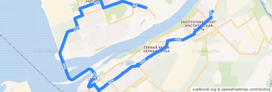 Mapa del recorrido дубна 17 ул Балдина => Конгресс центр de la línea  en городской округ Дубна.