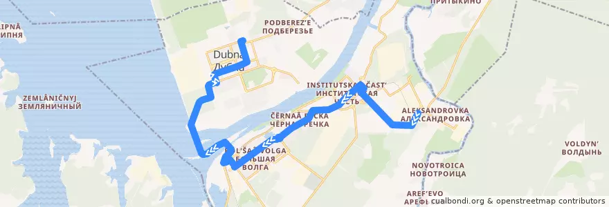 Mapa del recorrido дубна 11 университет => ул Березняка de la línea  en городской округ Дубна.